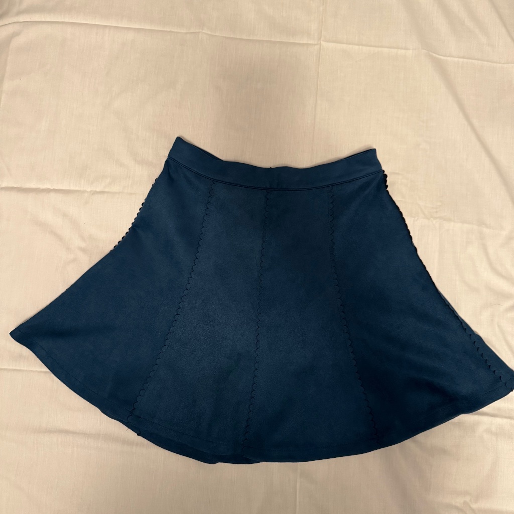 Blue Skirt Suede Brand Mi Ami Size Small Zipper Back